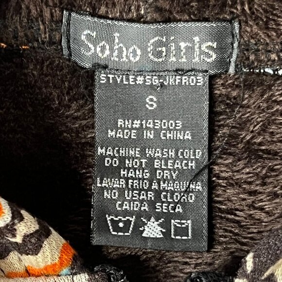 Soho Girls Hooded Full-Zip Fleece Jacket Small Colorful Snowflake Pattern Warm - Picture 8 of 13